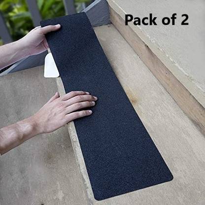 TurtleGrip Anti-Skid Self Adhesive Pre-Cut Stair Grip Strips for Indoor Outdoors Steps for Slippery floors, Staircase, Ramps, Indoor, Outdoor | Anti Skid Strips| High Traction Abrasive , Fall Resistant (60x15 cm) (Manual)