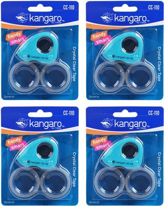 Kangaro Single Sided Desk Essentials CC-110 Crystal Clear Blister Pack of 4 Tape Dispenser,Cello Tape (Manual)