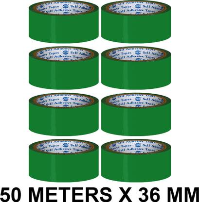 VCR हरा रंग टेप - 50 मीटर्स लम्बी - 36mm / 1.5" चौड़ी- 8 रोल्स प्रति पैक हाथ में पकड़ने वाला कलर टेप (मैन्युअल)