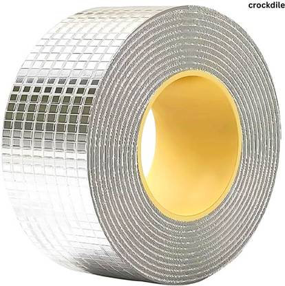 crockdile Aluminium tape 2 inch x 5 mtr Water proof Adhesive Heavy Duty Aluminium Foil Tape with Liquid Sealer Butyl Strong Tape for PipeRoof & Tank Leakage Waterproof Seal Repair Tape (Manual)