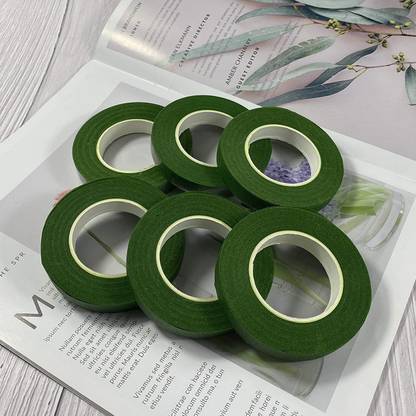 Little Blooms Floral Tape Green, Tape for Flower Making | Ideal Flower Making Materials | Flexible Flower Tape for Craft Projects 12Mtr Each (Manual)