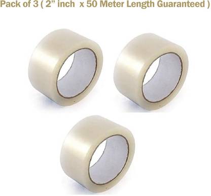 BOTHRA Bopp Transparent Tape (Pack of 3) 2" Inch x 50 Meter Length Guaranteed Self Adhesive Tape (Manual)