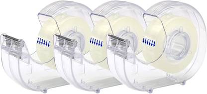 FRKB 3pc Clear Tape with Dispenser for Home, School etc Handheld Tape Dispenser (Manual)