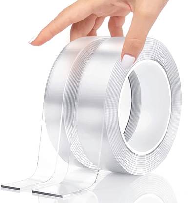 Naughty angels Multipurpose Double Side Handheld Nano Gel Tape Strong Adhesive Nano Tape - 3 Meter (Manual)