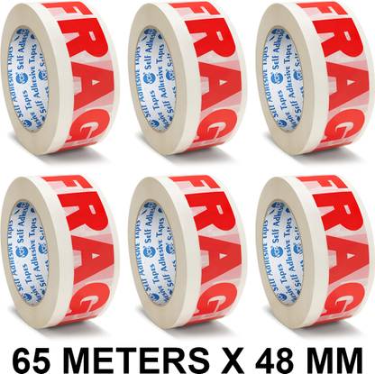 वक्र फ्रजाइल टेप ( ध्यान से पकड़ें) - लम्बाई में 65 मीटर - 48mm / 2" चौड़ाई - 6 रोल्स प्रति पैक हाथ में पकड़ने वाला सेलो टेप (मैन्युअल)