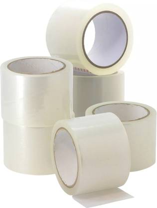 Shree Kala Home Decor Single White Transparent Adhesive Tape White Transparent 3 Inch Packaging Tape (Manual)