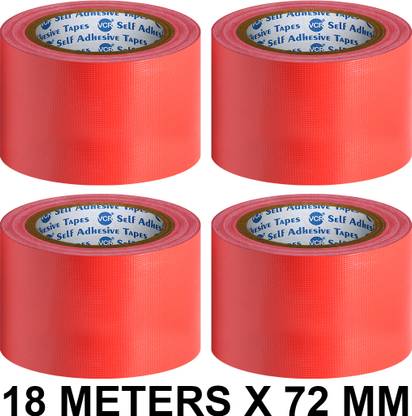 VCR Red Duct Tape - 18 Meters in Length 72mm / 3" Width - 4 Rolls Per Pack Strong Book Binding Tape - Waterproof Heavy Duty Duct Tape Red Duct Tape (Manual)
