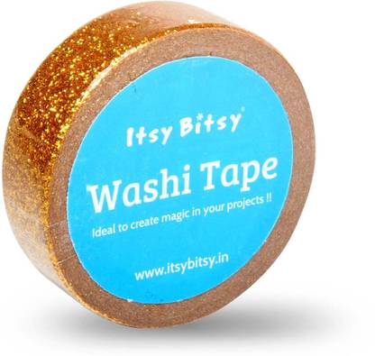 ITSY Bitsy Washi Tape Glitter Golden 15mmx5Mtr 1Roll Handheld Washi Tape (Manual)