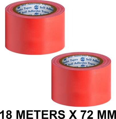 VCR Red Duct Tape - 18 Meters in Length 72mm / 3" Width - 2 Rolls Per Pack Strong Book Binding Tape - Waterproof Heavy Duty Duct Tape Red Duct Tape (Manual)