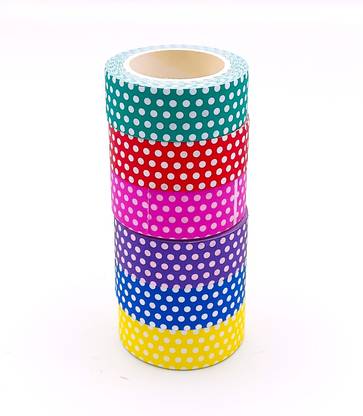Gold Leaf Single Side Handle Polka Dart Paper Tape For Diy Art & Craft Scrapbook Album 5M X 15MM (Manual)
