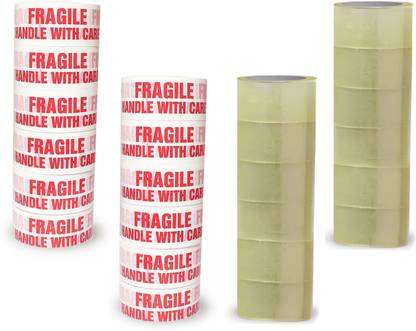 Boxer Fragile Handle With Care Packaging tape & Transparent Cello Tape(12pcs x 65M) 2" * 65 mtr PACKING USE (Manual)