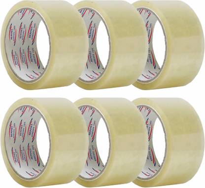 HEPINES HEPINES 2 Inch 200 Meter Pack of 6 Transparent Tape, Self Adhesive Packing Tape Manual Dispenser Transparent BOOP Cello Tape, Self Adhesive High-Strength Packing Tape (Manual)