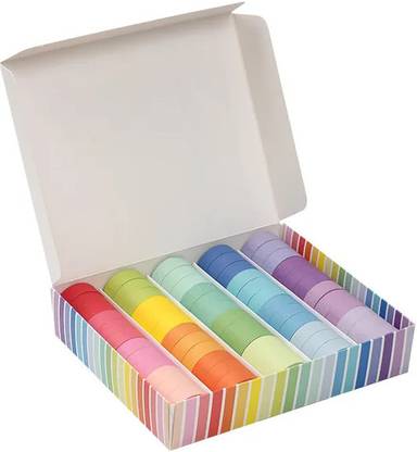 triple paper Romantic Color Washi Tape Decorative Colorful Tape 24 Rolls Rainbow Solid Neon Color Washi Tape Masking Tape DIY (Manual)
