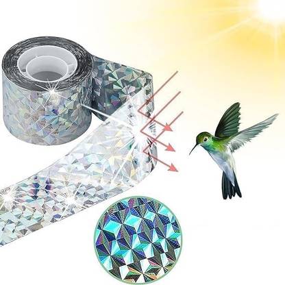 FLOXIT Holographic Bird Scare Tape, Ribbon Reflective Flash Tape Woodpecker Deterrent Tape (Manual)
