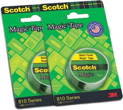 Scotch Super series 3M Magic Tape - The Original Matte-Finish Invisible Tape, Pack of 2 (2 Rolls, Width 1.9cm Length 25.4m) Tape Refill (Manual)