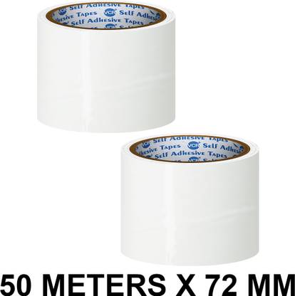 VCR White Color Tape Milky 50 Meters in Length 72mm / 3" Width 2 Rolls Per Pack Handheld Color Packaging Tape (Manual)