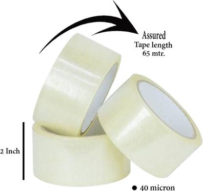 oddomart 65 meter length 40 micron High Gumming White transferred tape 3 piece (1set) (Manual)