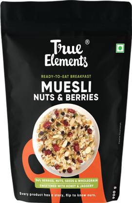 True Elements Crunchy Muesli Nuts and berries,Diet Food, Ready to eat breakfast cereal Pouch