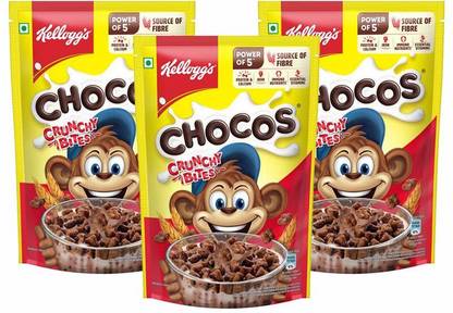 Kellogg's Chocos Crunchy Bites | Source of Calcium & Fibre, High Protein | Kids Breakfast Pouch
