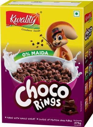 Kwality Choco Rings, 0% Maida, whole Wheat, Protein & Fibre, Breakfast Cereals for Kids Box