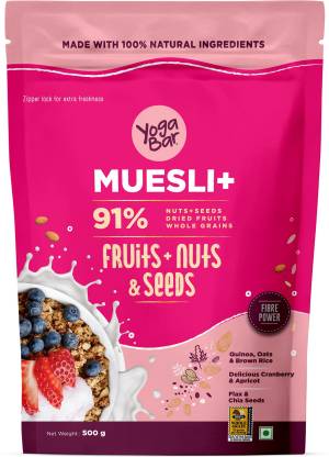 Yogabar Fruit & Nut Muesli, Super Save Pack, Wholegrain Breakfast, High Fiber Pouch  (500 g)