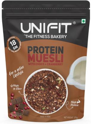 Unifit Protein Muesli with Chocolate and Cranberry Healthy Breakfast Cereals Pouch