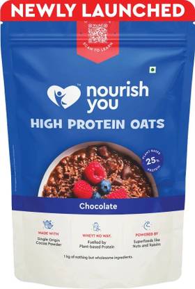 Nourish You High Protein Oats | 25g Plant Protein | Chocolate Oatmeal | Breakfast cereal | Pouch