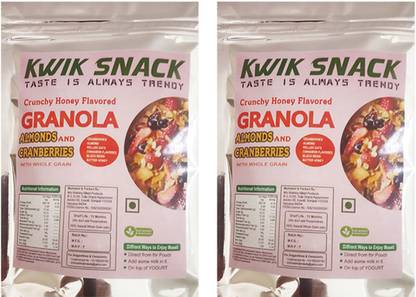 kwik snack by KWIK SNACK Honey Coated Granula Almonds & Cranberry (300 GM ) Pouch