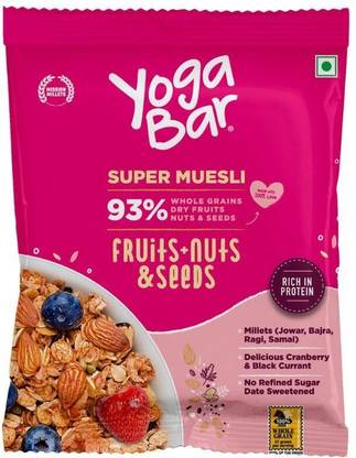 Buy Yogabar Fruit + Nuts & Seeds Muesli, Super Save Pack, Wholegrain Breakfast, High Fiber Pouch  (40 g) at Rs. 40