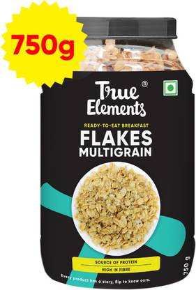 True Elements Multigrain Flakes With Honey - Nutritious Super Whole Grains, Sugar-Free Flakes Plastic Bottle