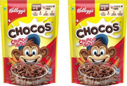 Kellogg's by NA Chocos Crunchy Bites | Source of Calcium & Fibre, High in Protein | Kids Cereal Pouch
