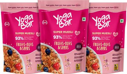 Yogabar by Yogabar Muesli 1.5kg Fruits Nuts&Seeds|Breakfast Cereal|High Protien|Saver Pack|500gx3 Pouch (3 x 0.5 kg)