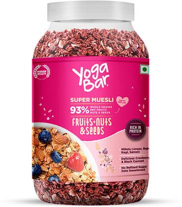 Yogabar Muesli 1kg Jar |Fruits Nuts&Seeds|Breakfast Cereal with High Protein|Saver Pack Jar