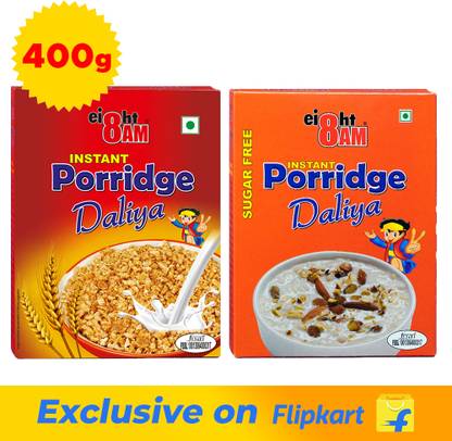 8AM Instant Porridge + Sugar free Porridge Combo | Healthy & Nutritious Wheat Daliya Box