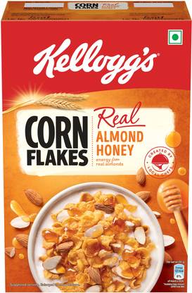 Kellogg's Corn Flakes Real Almond Honey, High in Iron & B Group Vitamins, Breakfast Cereal Box