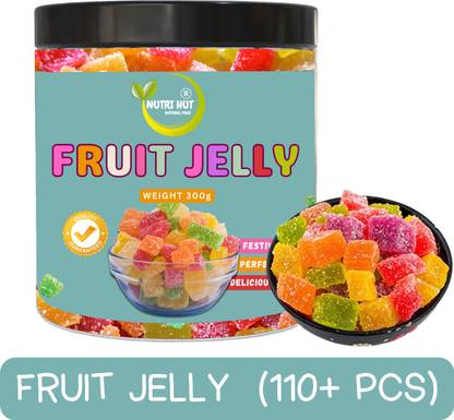 Nutri Hut Fruit Jelly – 350g | 110+ Pcs | Sweet & Chewy | Festive Gifting & Perfect Snack Jar