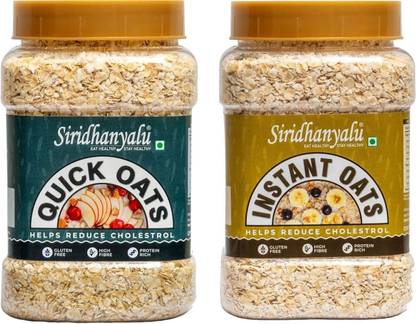 siridhanyalu by Oats High Protein Instant and Quick Oats Combo, High Fibre, Gluten Free, No Preservatives Jar