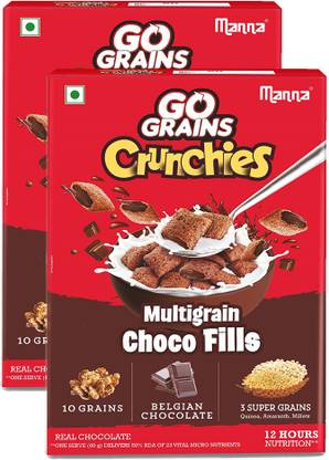 Manna Go Grains Crunchies Choco Fills Kids Breakfast Cereal Millets | Multigrain Refill