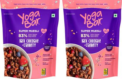 Yogabar Muesli 1.4kg Dark Chocolate&Cranberry|Breakfast Cereal with Nuts&Seeds|700g x 2 Pouch