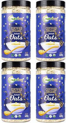 Nutriorg Gluten Free Organic Instant Oats Combo (Pack of 4) Plastic Bottle