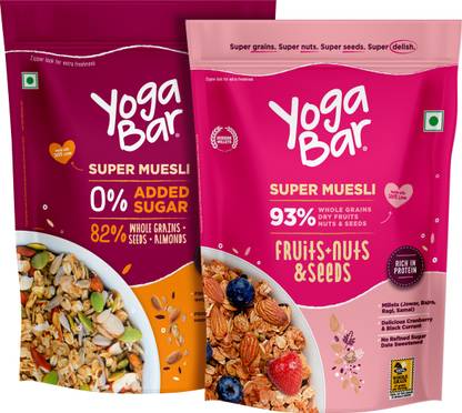 Yogabar Muesli No Added Sugar |Fruits, Nuts & Seeds Pouch