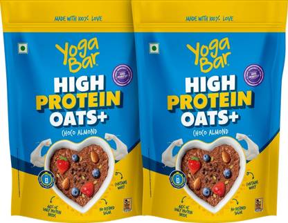 Yogabar High Protein Oats 1.7Kg Choco Almond|Protein Snack|Breakfast Cereal|850g x 2 Plastic Bottle