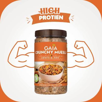 GAIA Crunchy Muesli Fruit and Nut 1 kg Jar Plastic Bottle