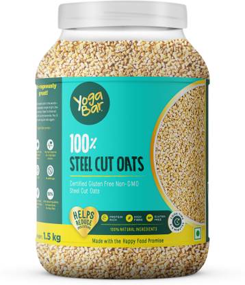 Yogabar Steel Cut Oats 1.5kg|Protein Breakfast & Gluten Free|100% Whole Grain Plastic Bottle