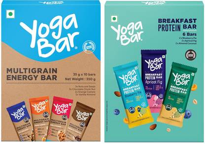 Yogabar by Yogabar Protein Bars Assorted Pack of 12, Energy Variety Pack + Breakfast Variety Pack Box