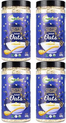 Nutriorg Gluten Free Organic Instant Oats Combo (Pack of 4) Plastic Bottle