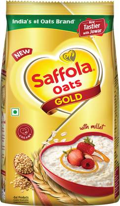 Saffola Oats Gold, Rolled Oats with Millet, Creamy Oats Pouch
