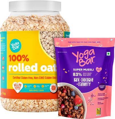 Yogabar Rolled Oats|Dark Chocolate Cranberry Muesli Jar