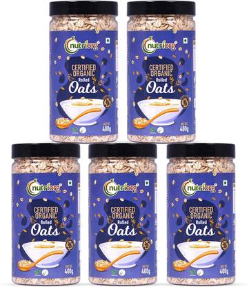 Nutriorg Organic Rolled Oats | Wholegrain, Gluten Free, High Protein | USDA Certified Plastic Bottle