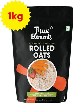 True Elements Rolled Oats, High Protein & Fibre, 100% Wholegrain, Oats for weight loss Pouch